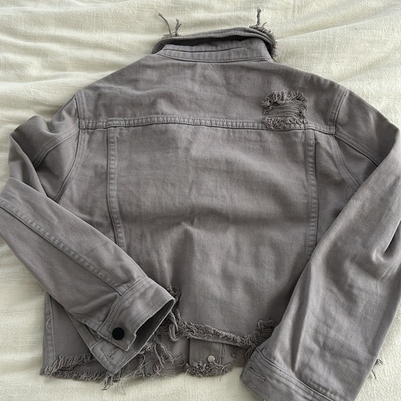 Gray Distressed Denim Jacket - Picture 2 of 2